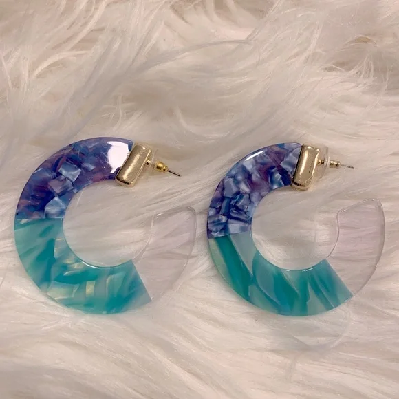 BaubleBar Jewelry Baublebar Blue Clear Acrylic Hoop Earrings